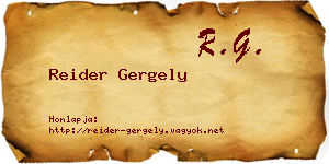 Reider Gergely névjegykártya